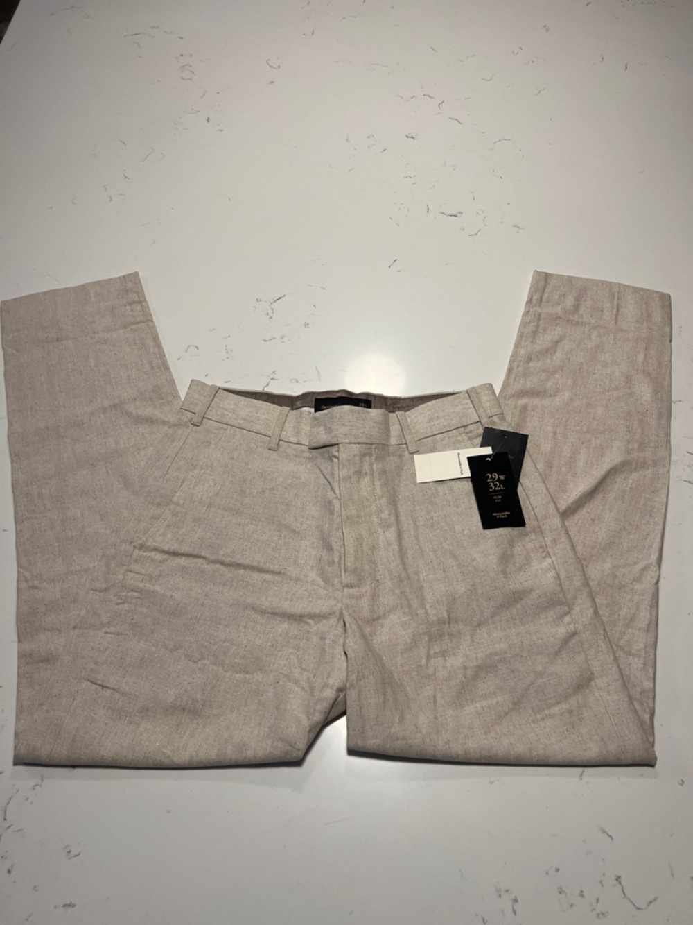 Abercrombie & Fitch Slim Fit Beige Linen-Blend Dress Pants 29W X 32L New MSRP100